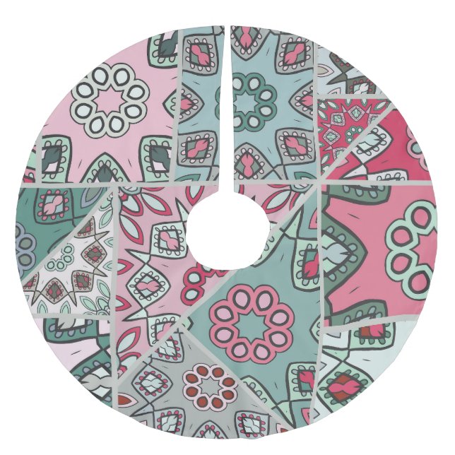 Indian Arabic Patchwork Quilt Vintag Polyester Weihnachtsbaumdecke (Vorderseite)
