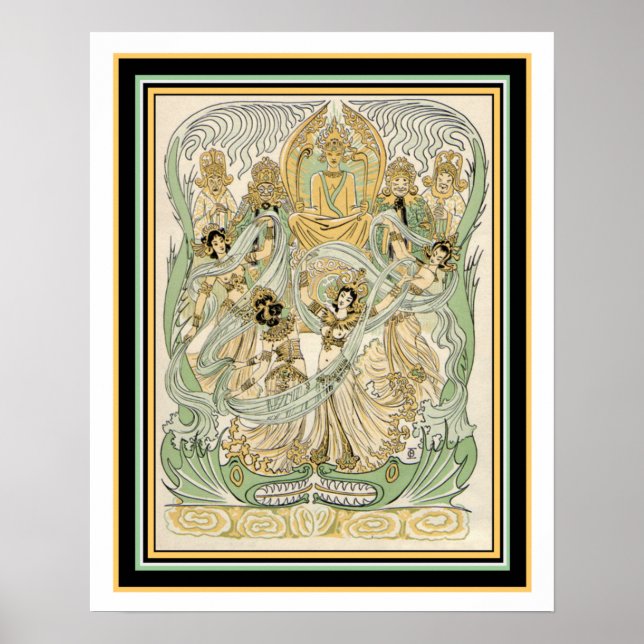 Indian Art Nouveau Print 16 x 20 Poster (Vorne)