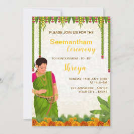 Indian Baby Shower Invitation Card, Seemantham Einladung