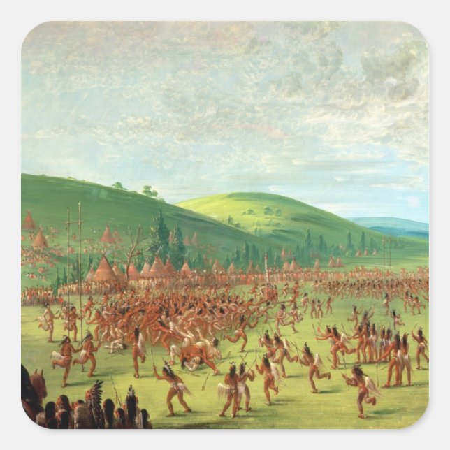 Indian Ball Game Quadratischer Aufkleber (Vorderseite)