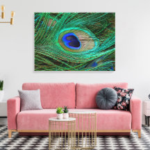 Indian Blue Peacock Feather Stretched Canvas Print