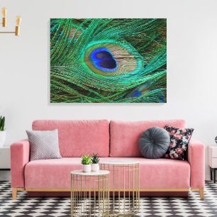 Indian Blue Peacock Feather Stretched Canvas Print Leinwanddruck