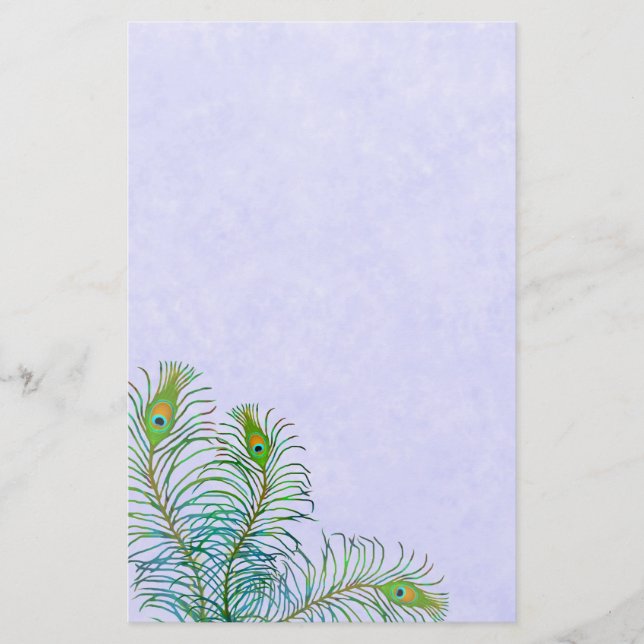 Indian Blue Peacock Feathers Stationery Briefpapier (Vorderseite)