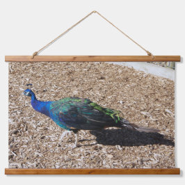 Indian Blue Peafowl tapestry Wandteppich Mit Holzrahmen