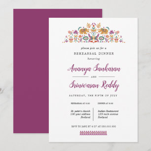 Indian Blume Elephant Hochzeit Probe Dinner Einladung