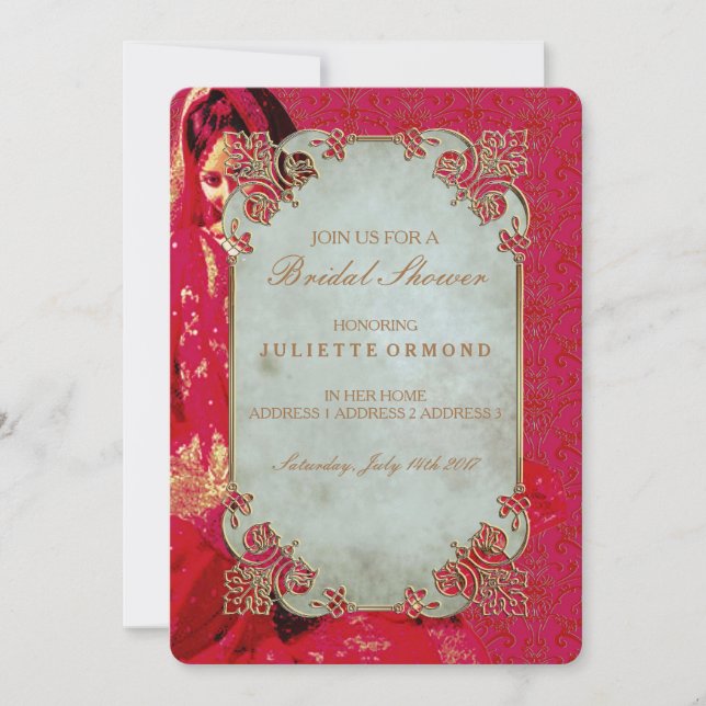 Indian Bride - Bridal Shower Invitation Card Einladung (Vorderseite)