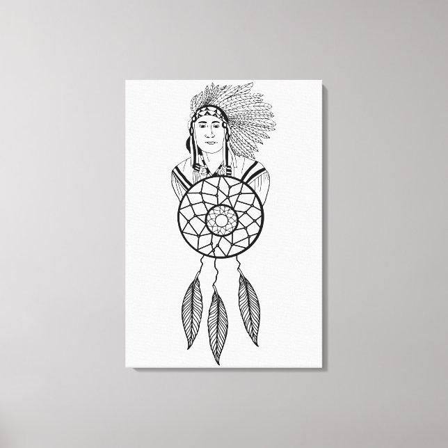 Indian Chief dream Catcher Native American Art  Leinwanddruck (Vorderseite)