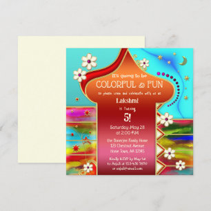 Indian Colorful Floral Fantasy Geburtstagsparty Einladung