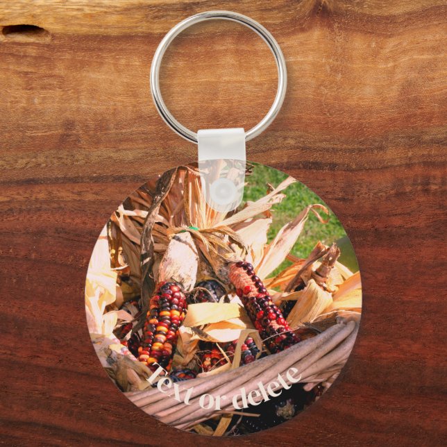 Indian Corn Wicker Basket Personalisiert Schlüsselanhänger (Vorderseite)