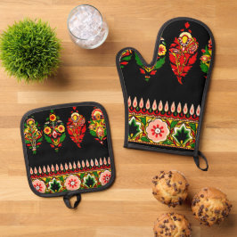 Indian Cotton Fabric Ofenhandschuh & Topflappen-Set