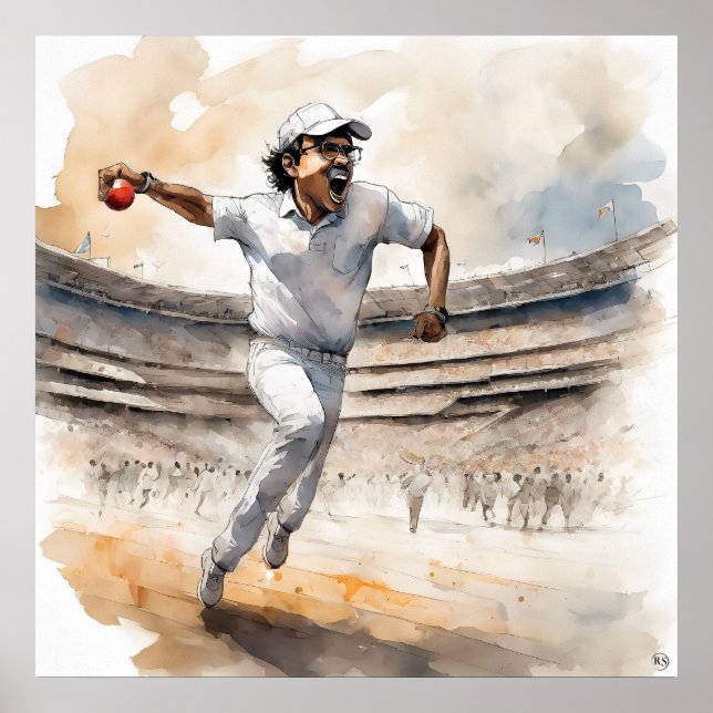 Indian Cricketer - ArchivCricket Print Poster (Vorne)