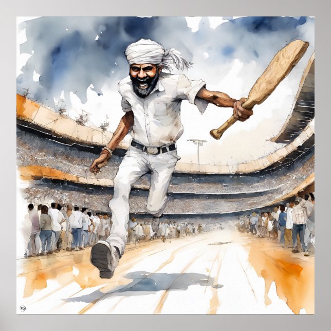 Indian Cricketer - ArchivCricket Print Poster (Vorne)