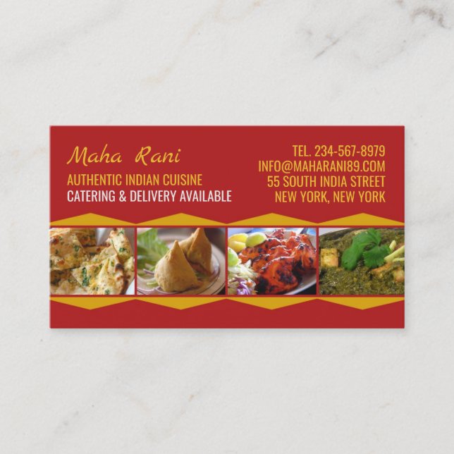 Indian Cuisine Business Card Visitenkarte (Vorderseite)