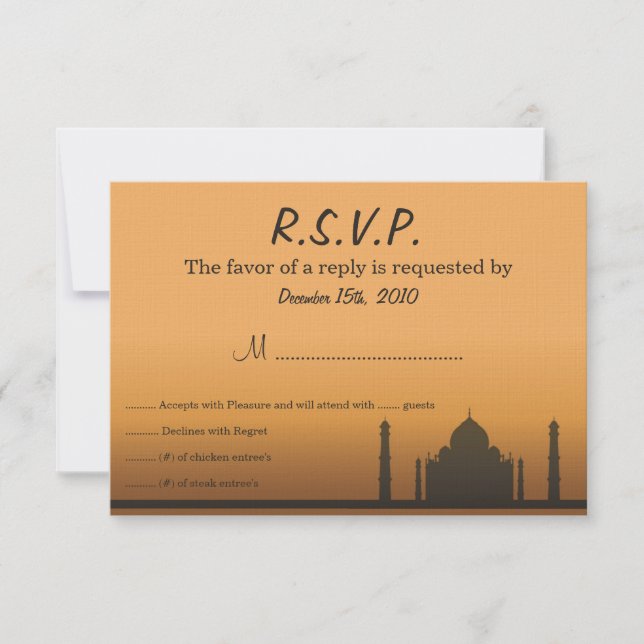 Indian Dream Wedding RSVP Card Einladung (Vorderseite)