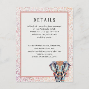 Indian Elephant Détails Mariage Carte de boîtier