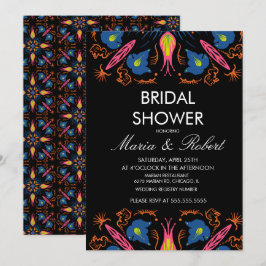 Indian Elephant Floral Black Brautparty Einladung
