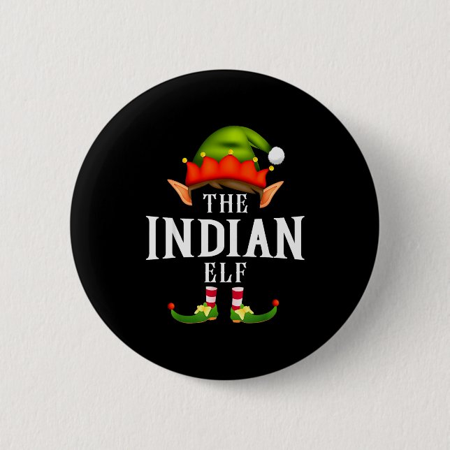 Indian Elf Group Funny Christmas Pajama Party  Button (Vorderseite)