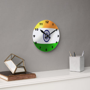 Indian Flag Design Runde Wanduhr