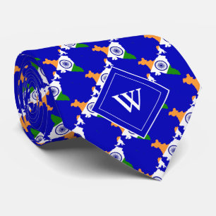 INDIAN Flag India Monogram BLUE Krawatte