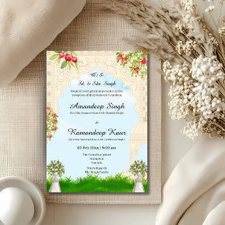 Indian Floral Arch mariage Invitation