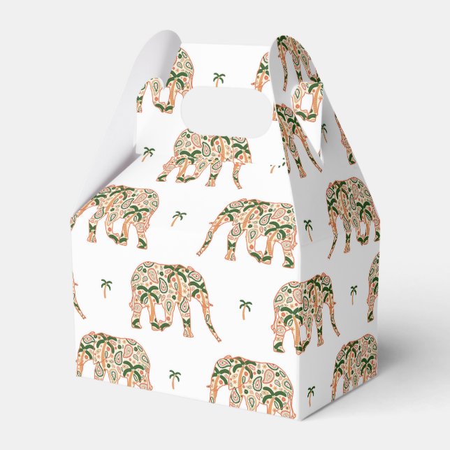 Indian Floral Paisley Ornate Elephants Geschenkschachtel (Vorderseite)