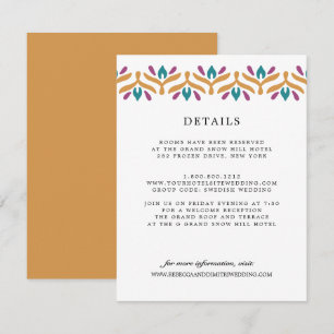 Indian Folk Art Mustard WEDDING Gastdetails Begleitkarte