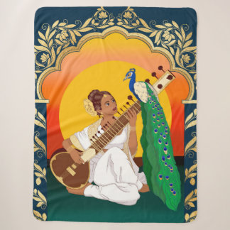 Indian Girl playing sitar with a peacock Sherpadecke