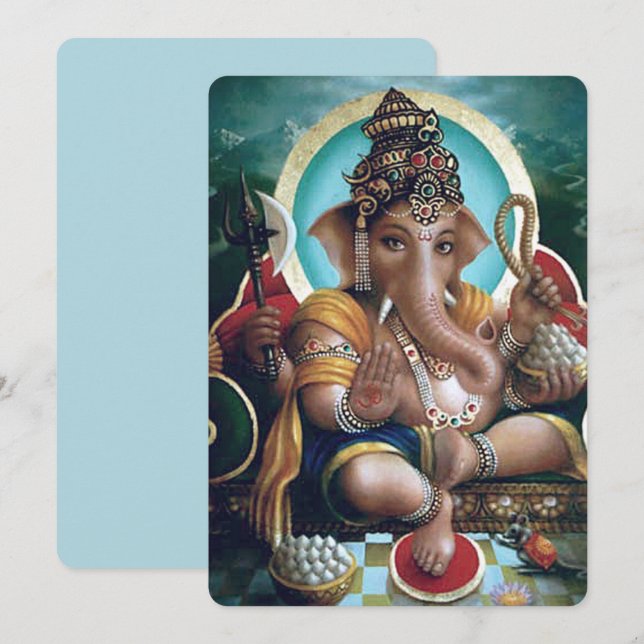 Indian Gods Ganesha - Grußkarte Ankündigung (Vorne/Hinten)