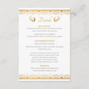 Indian Gold Ethnic Muster Wedding Details Card Begleitkarte
