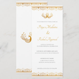 Indian Gold Ethnic Wedding Invitation Card Einladung