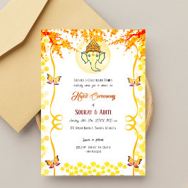 Indian Haldi Zeremonie Hindu Couple Ganesha Einladung