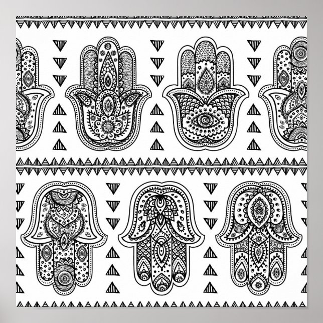 Indian Hand Drawn Hamsa Doodle 2 Poster (Vorne)