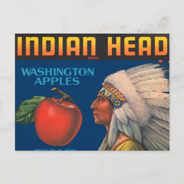 Indian Head Washington Apples Vintage Ad Postkarte (Vorderseite)
