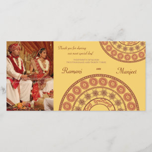Indian Henna Wedding Vielen Dank Foto Card Dankeskarte
