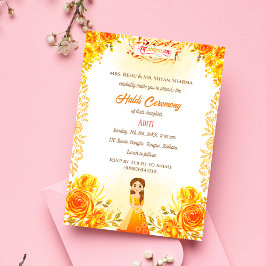Indian Hindu Bride Haldi Zeremonie Ganesha Floral Einladung