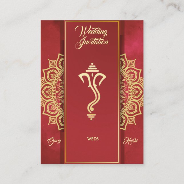 Indian Hindu Ganesha Hochzeitkarte Begleitkarte (Vorderseite)