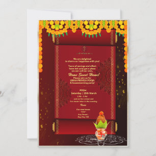 Indian Hindu House Erwärmung Grihapravesh Einladun Einladung