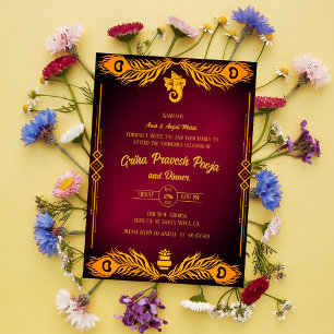 Indian Hindu Housewarming Griha Pravesh Einladung