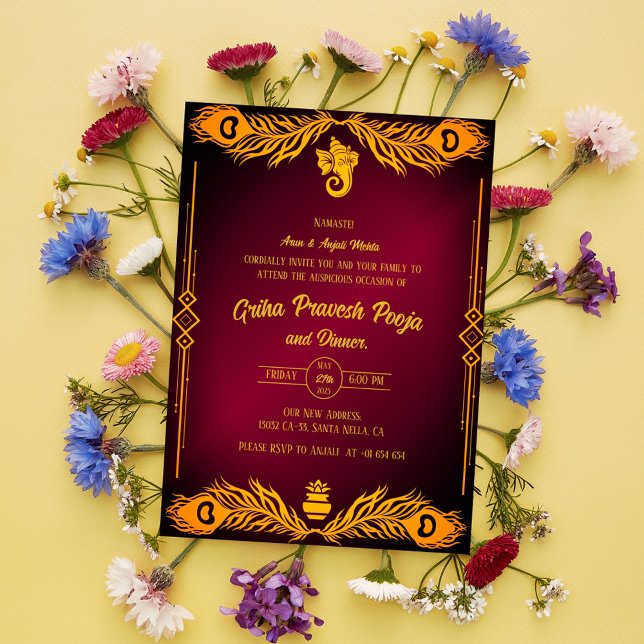 Indian Hindu Housewarming Griha Pravesh Einladung (Von Creator hochgeladen)