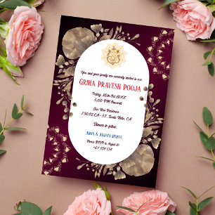 Indian Hindu Housewärming Griha Pravesh Rustikal Einladung