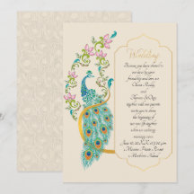Indian Hindu Peacock Wedding Einladung