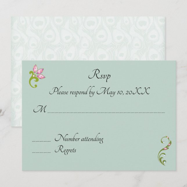 Indian Hindu Peacock Wedding RSVP Einladung (Vorne/Hinten)