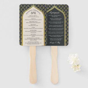Indian Hindu Saptapadi Wedding Program Fan Fächer
