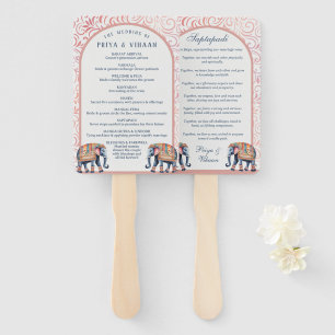 Indian Hindu Saptapadi Wedding Program Fan Fächer