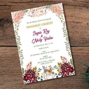 Indian Hindu Verlobung Zeremonie Floral Einladung