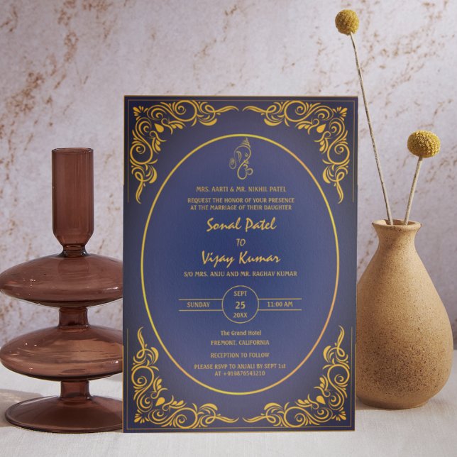 Indian Hindu Wedding Custom Foto Ganesha Logo Einladung (Von Creator hochgeladen)