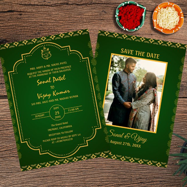 Indian Hindu Wedding Custom Foto Ganesha Logo Einladung (Von Creator hochgeladen)