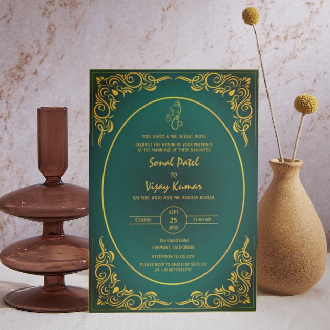 Indian Hindu Wedding Custom Foto Ganesha Logo Inv Einladung (Von Creator hochgeladen)
