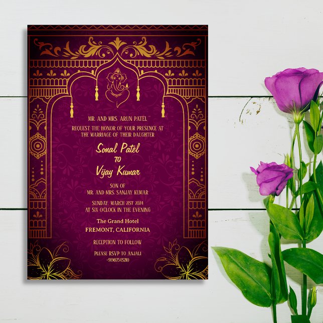 Indian Hindu Wedding Ganesha Royal Golden Einladung (Von Creator hochgeladen)