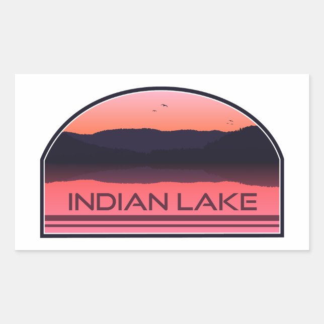 Indian Lake New York Red Sunrise Rechteckiger Aufkleber (Vorderseite)